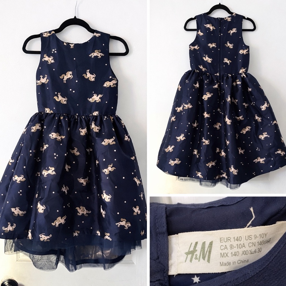 🦄 H&M Girls Unicorn Party Dress – Size 9–10 Years